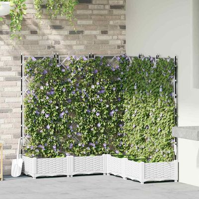 vidaXL Záhradný kvetináč 5 pcs Biely 120 x 120 x 125,5 cm Plast