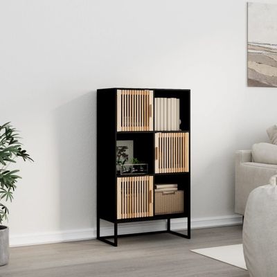vidaXL Vysoká skrinka čierna 70x35x125 cm kompozitné drevo