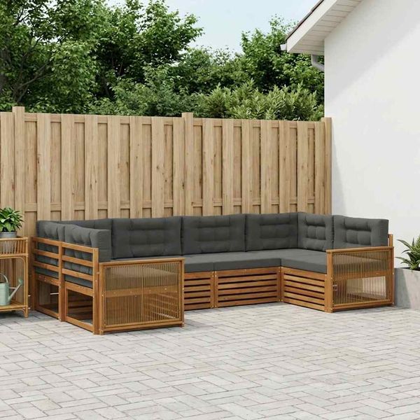 vidaXL Záhradná súprava gaučov s vankúšom 6 pcs Prírodná a antracitová