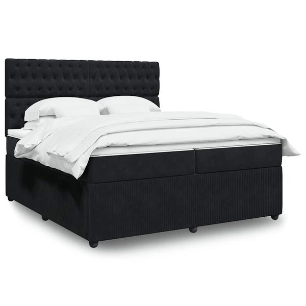 vidaXL Posteľný rám boxspring s matracom čierny 200x200 cm zamat