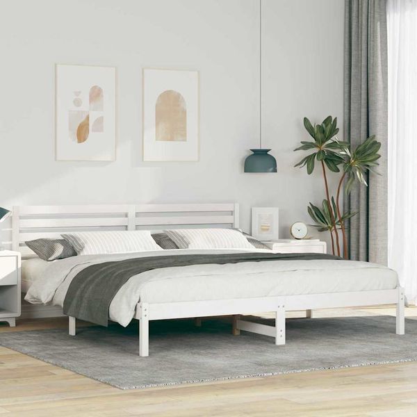 vidaXL Rám postele Biela 180 x 200 cm Masívne borovicové drevo