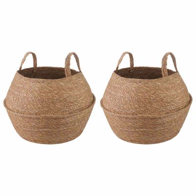 vidaXL Kvetináč s uchami 2 pcs Prírodná Ø 32 x 32 cm 100% Morská tráva