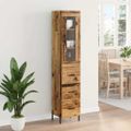 vidaXL Highboard Staré drevo 34,5 x 34 x 180 cm Kompozitné drevo