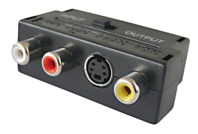 Redukcia Scart konektor/ 3 x CINCH zdierka + SVHS + prepínač IN/OUT TIPA  D922