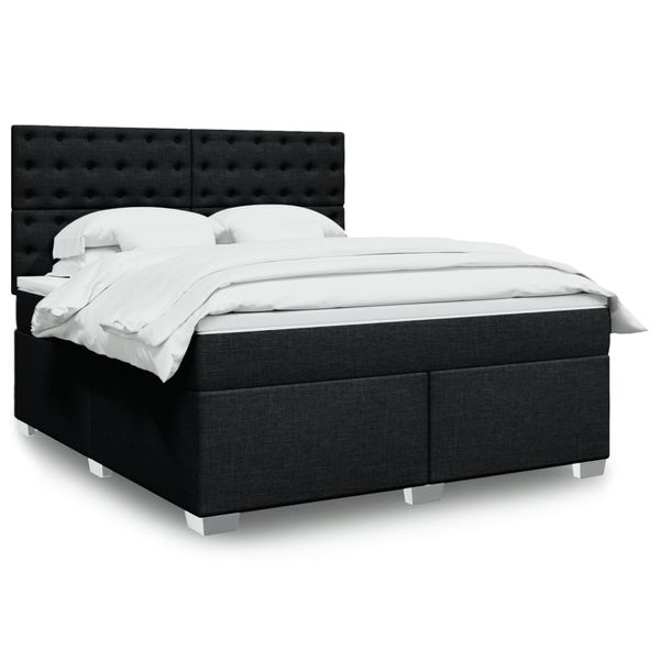 vidaXL Posteľný rám boxspring s matracom čierny 180x200 cm látka