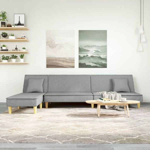 vidaXL Pohovka v tvare L bledosivá 255x140x70 cm látka