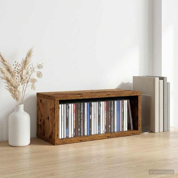 vidaXL Roh na skladovanie CD Dubové drevo 40 x 17 x 17 cm