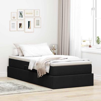 vidaXL Postel s úložným prostorem a matrací Čierna 100 x 200 cm