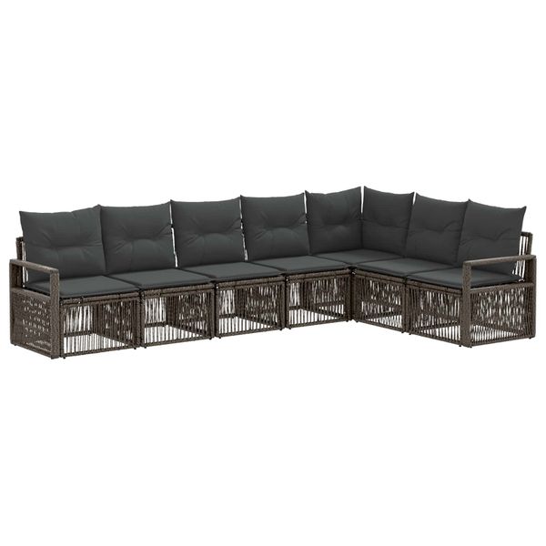 vidaXL Súprava záhradných pohoviek 7 pcs Sivá polyratan