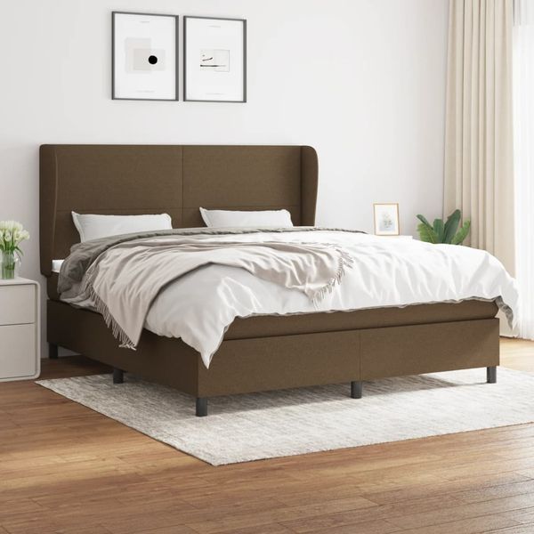 vidaXL Boxspring posteľ s matracom tmavohnedá 180x200 cm látka