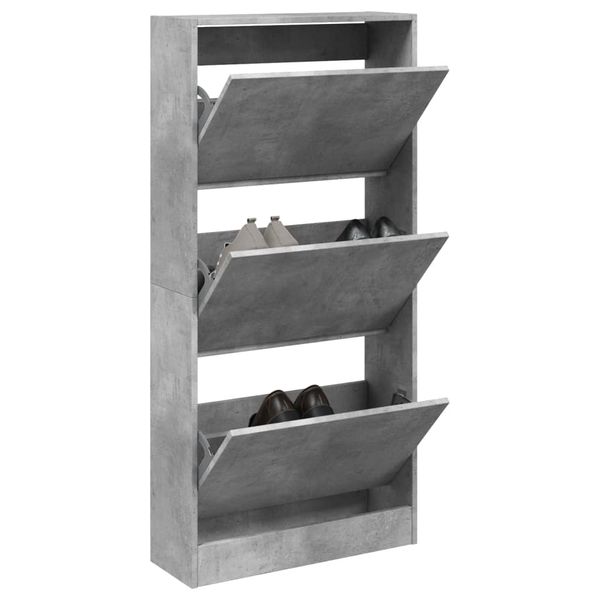 vidaXL Botník betónovo sivý 60x21x125,5 cm kompozitné drevo