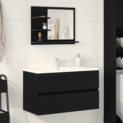 vidaXL Kúpeľňové zrkadlo, čierne dub 60x10,5x45 cm, kompozitné drevo
