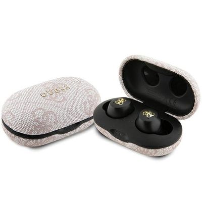 Bluetooth slúchadlá Guess GUTWSP4EGP TWS ENC 4G PU METAL LOGO ružové