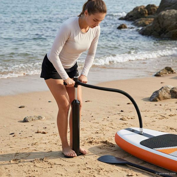 vidaXL SUP ručná pumpa s manometrom Čierna 24 x 7,5 x 58 cm PP