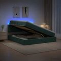 vidaXL LED úložná posteľ s matracom Tmavozelená 140 x 200 cm Zamat