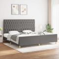 vidaXL Posteľný rám s čelom tmavosivý 200x200 cm látka