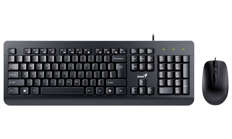 GENIUS KM-160/ Drôtový set/ Copilot/ USB/ čierna/ CZ+SK layout Set klávesnice a myši, drôtový, USB, Copilot klávesa, CZ+SK layout, čierny