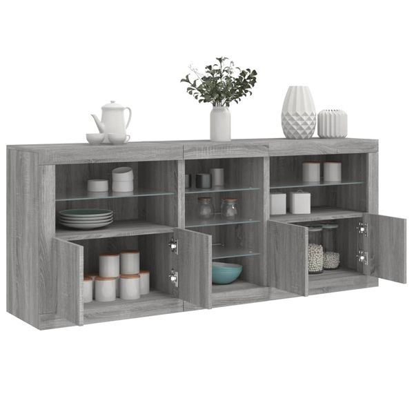 vidaXL Komoda s LED svetlami sivá sonoma 181,5x37x67 cm