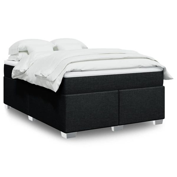 vidaXL Posteľný rám boxspring s matracom čierny 140x200 cm látka