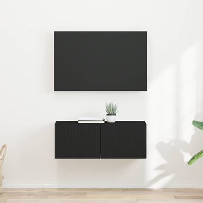 vidaXL TV nástenná skriňa Nástenný 2 pcs Čierna 39 x 31 x 29,5 cm