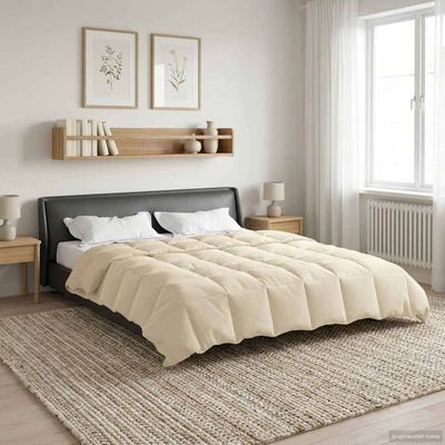 vidaXL Letná prikrývka Šnurovaný Krémová 200 x 240 cm Mikrovlákno