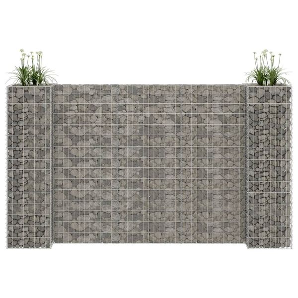 vidaXL Gabiónový kvetináč v tvare H, oceľový drôt 260x40x150 cm