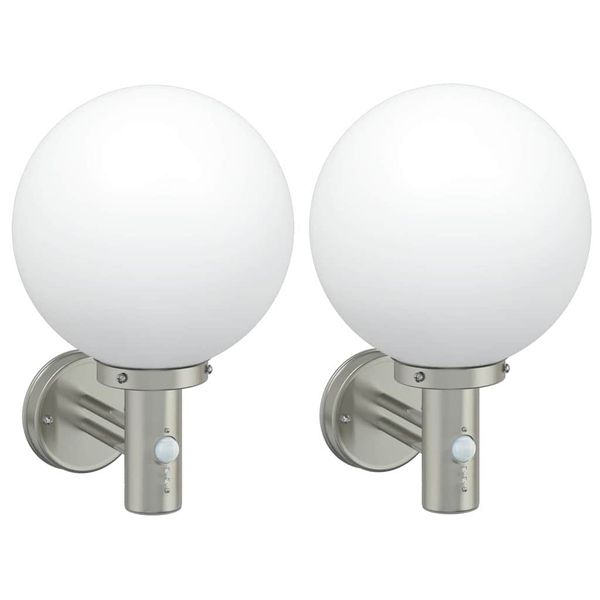 vidaXL Exteriérové nástenné svietidlo 2 pcs Strieborná 28 x 25 x 38 cm
