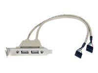 StarTech 2 Port USB A Female Low Profile Slot Plate Adapter - 2 Port USB Bracket - USB 2.0 A Female (USBPLATELP) - Panel USB - USB (F) do 5-pin in-line (F)