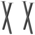 vidaXL Nohy k jedálenskému stolu v tvare X, 2 ks, antracitové, 57 x (72-73) cm, oceľ