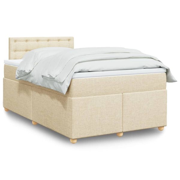 vidaXL Boxspring posteľ s matracom krémový 120x200 cm látka