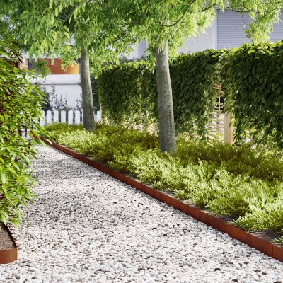 vidaXL Obrubník trávnika 20 ks 100 x 0,05 x 15 cm Hrdzavý