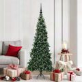 vidaXL Rohový umelý vianočný strom s 300 LED-i Zelená 180 cm PVC a kov