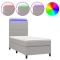 vidaXL Posteľ boxsping s matracom a LED bledosivá 90x200 cm látka