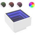 vidaXL Bočný stolík s LED biely 40x40x30 cm kompozitné drevo