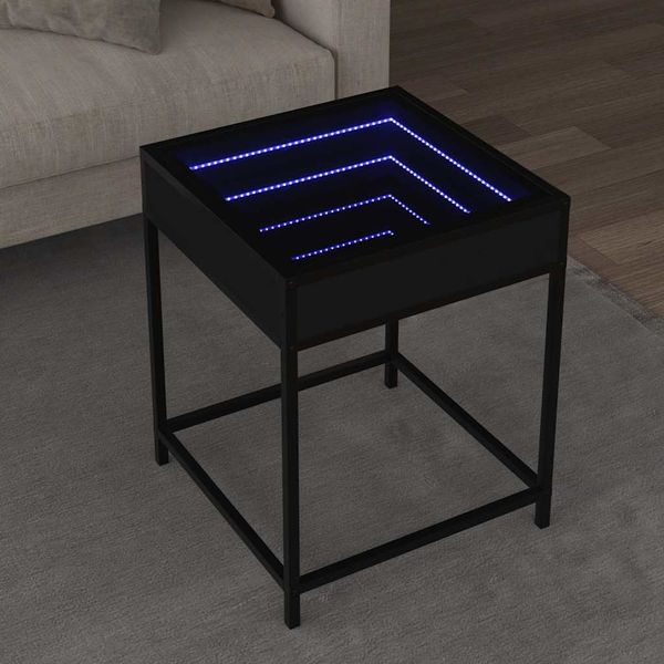 vidaXL Nočný stolík s nekonečnými LED čierny 40x40x51 cm