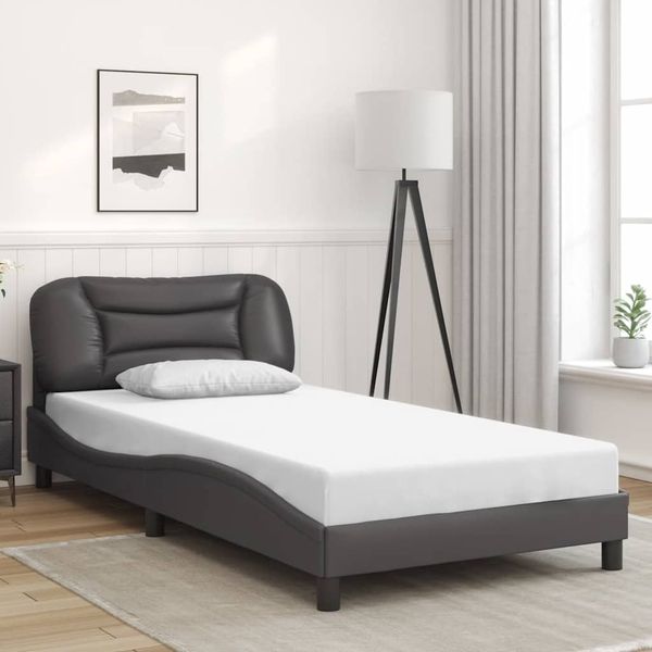 vidaXL Rám postele bez matraca Hvar sivý 100x200 cm umelá koža