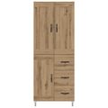 vidaXL Highboard Remeselný dub 69,5 x 34 x 180 cm Kompozitné drevo