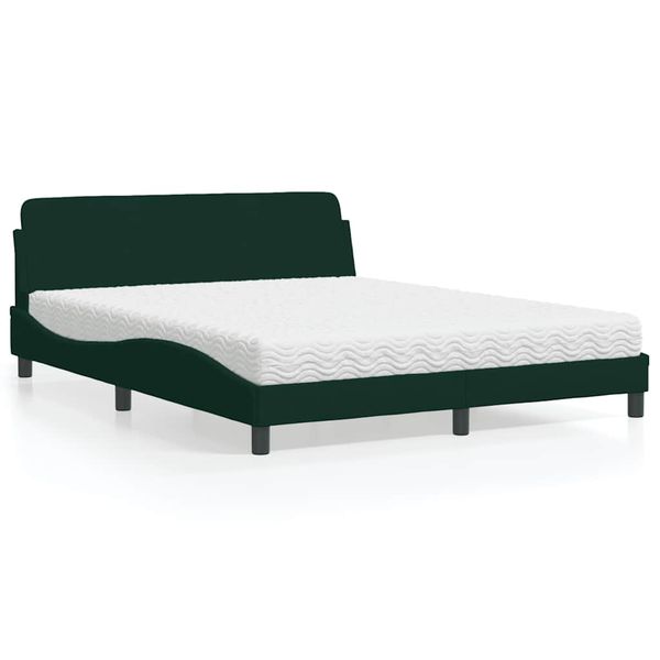 vidaXL Posteľ s matracom Dover tmavozelený 160x200 cm zamat