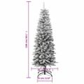 vidaXL Zasnežený umelý úzky vianočný stromček 150 cm PVC a PE