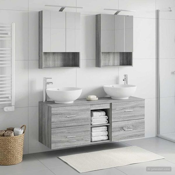 vidaXL Sada kúpeľňového nábytku 5 pcs Sivý Sonoma