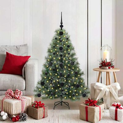 vidaXL Umelý vianočný stromček s 150 LED-i Zelená 120 cm PE a PVC