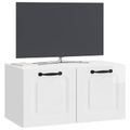 vidaXL Nástenná TV skrinka Biela s vysokým leskom 59,5 x 31 x 30 cm