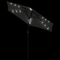 vidaXL Záhradný slnečník LED oceľovou tyčou antracitový 225x225x212 cm