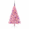 vidaXL Umelý predsvietený vianočný stromček Ružová 120 cm PVC