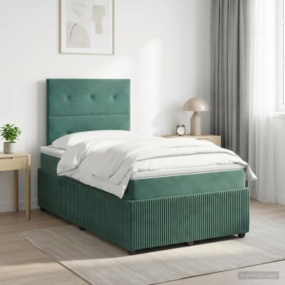 vidaXL Posteľ boxspring s matracom Tmavozelená 120 x 200 cm Zamat