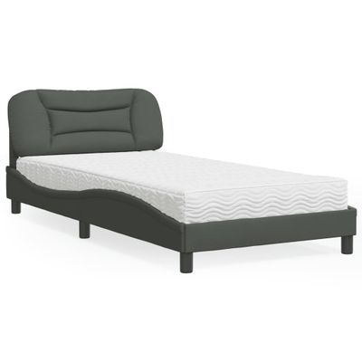 vidaXL Posteľ s matracom Hvar tmavosivá 100x200 cm látka