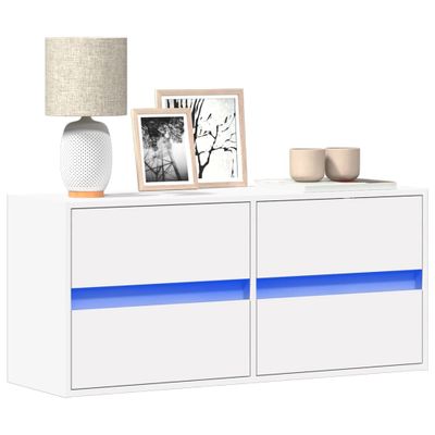 vidaXL TV nástenná skrinka s LED svetlami biela 100x31x45 cm