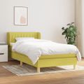 vidaXL Posteľný rám boxspring s matracom zelený 90x200 cm látka