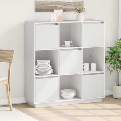 vidaXL Vysoká skrinka biela 110,5x35x117 cm masívna borovica