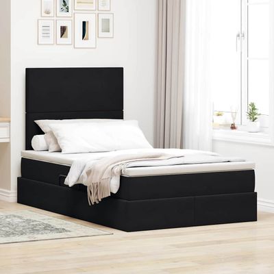 vidaXL Postel s úložným prostorem a matrací Čierna 120 x 200 cm Zamat